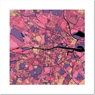 Dublin Map Pattern in Purple & Pink Posters and Art